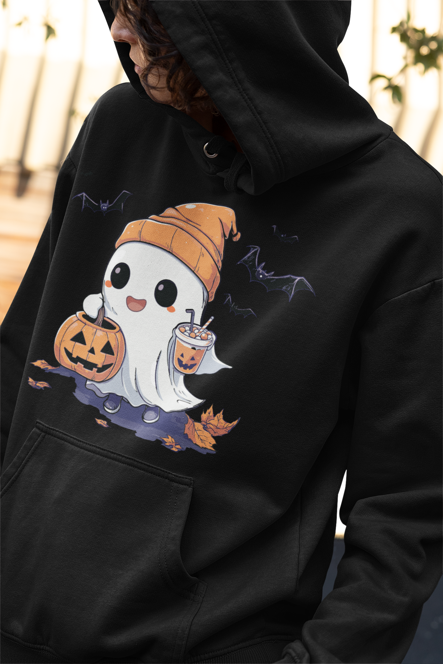 Cute Ghost Trick-or-Treating Unisex Halloween Hoodie