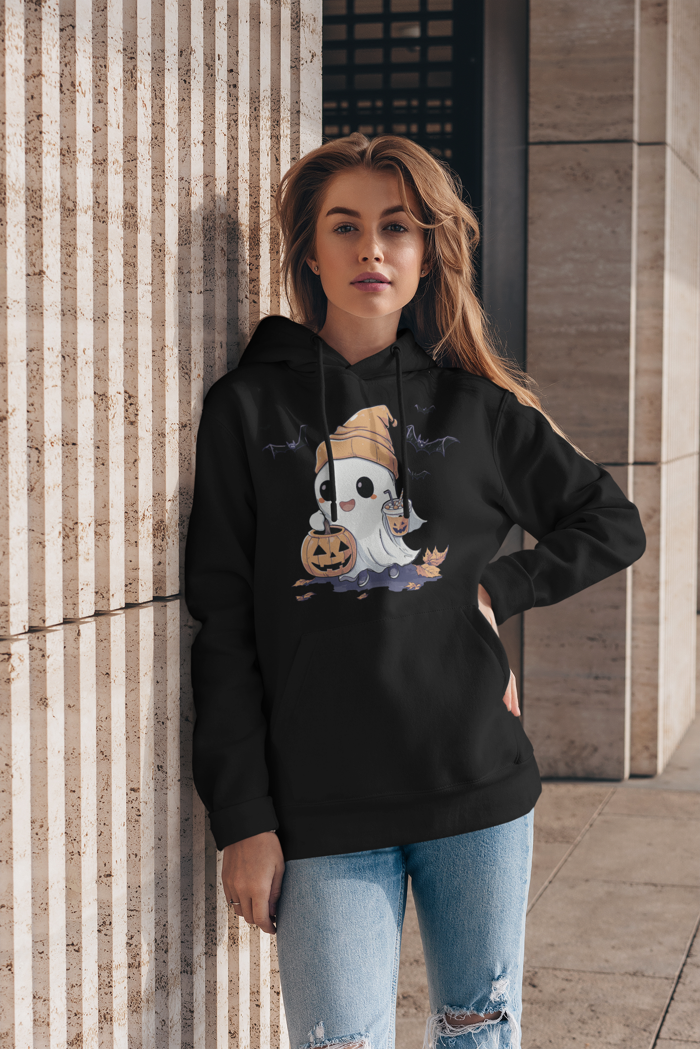 Cute Ghost Trick-or-Treating Unisex Halloween Hoodie